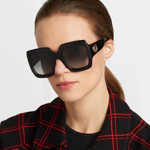 NEW Gucci  GG0053SN 001 Black Gray Oversized Square Unisex Sunglasses - Picture 2 of 14